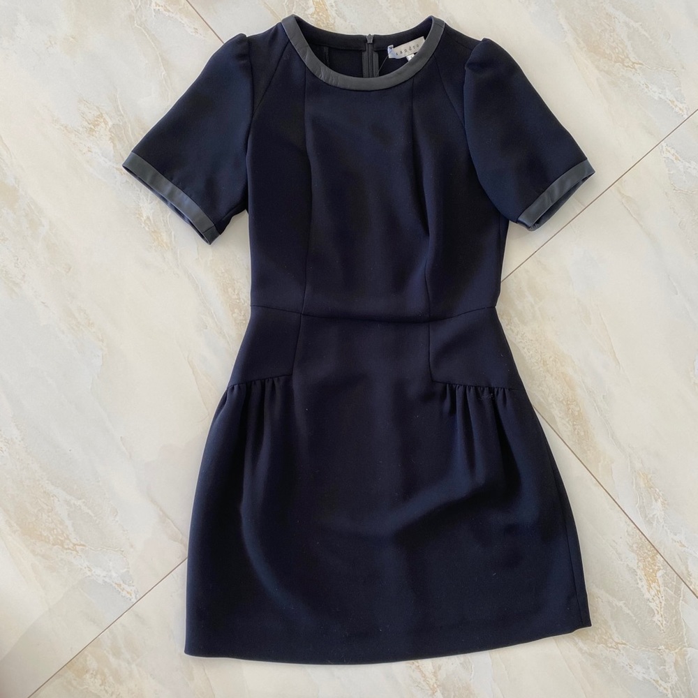 Sandro Mini Leather Detail Dress